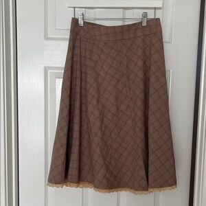 Chic Brown Plaid A-Line Skirt